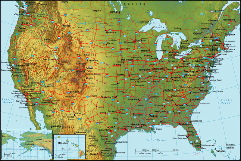 Topographic map of the United States
