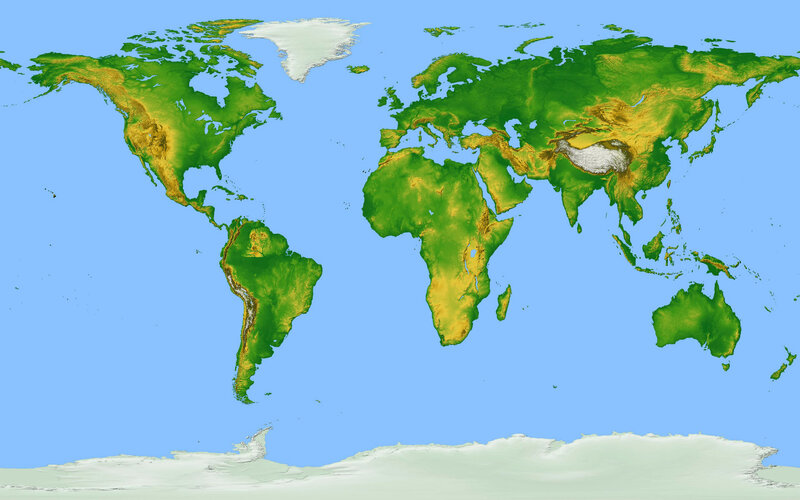 Topographic World Map — Green