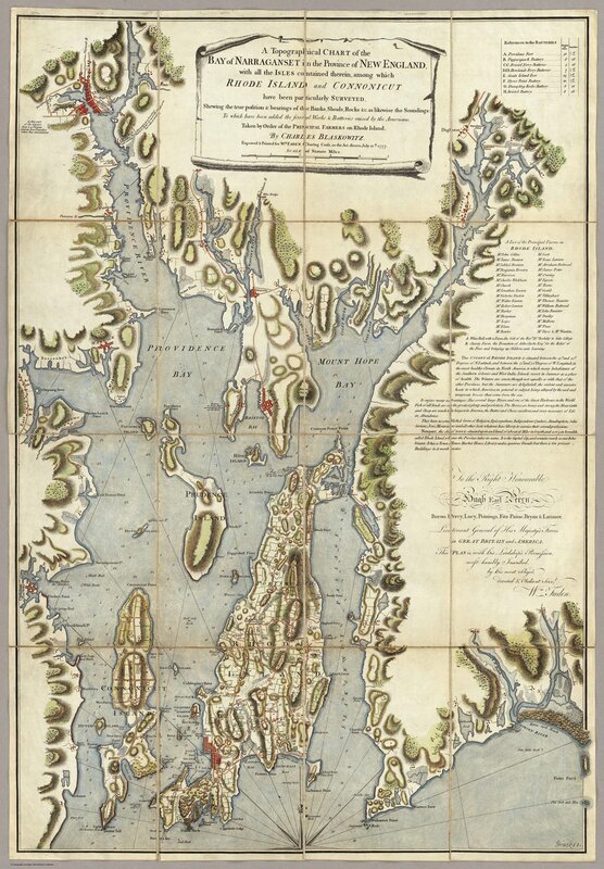 Topographical chart of Narragansett Bay