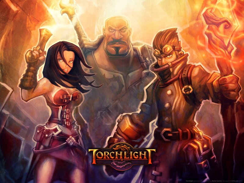 Torchlight game art featuring three characters