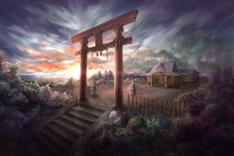 Torii Gate at Shrine — Purple