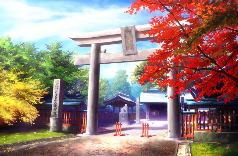 Torii Gate at Shrine — Red, Serene, Autumn