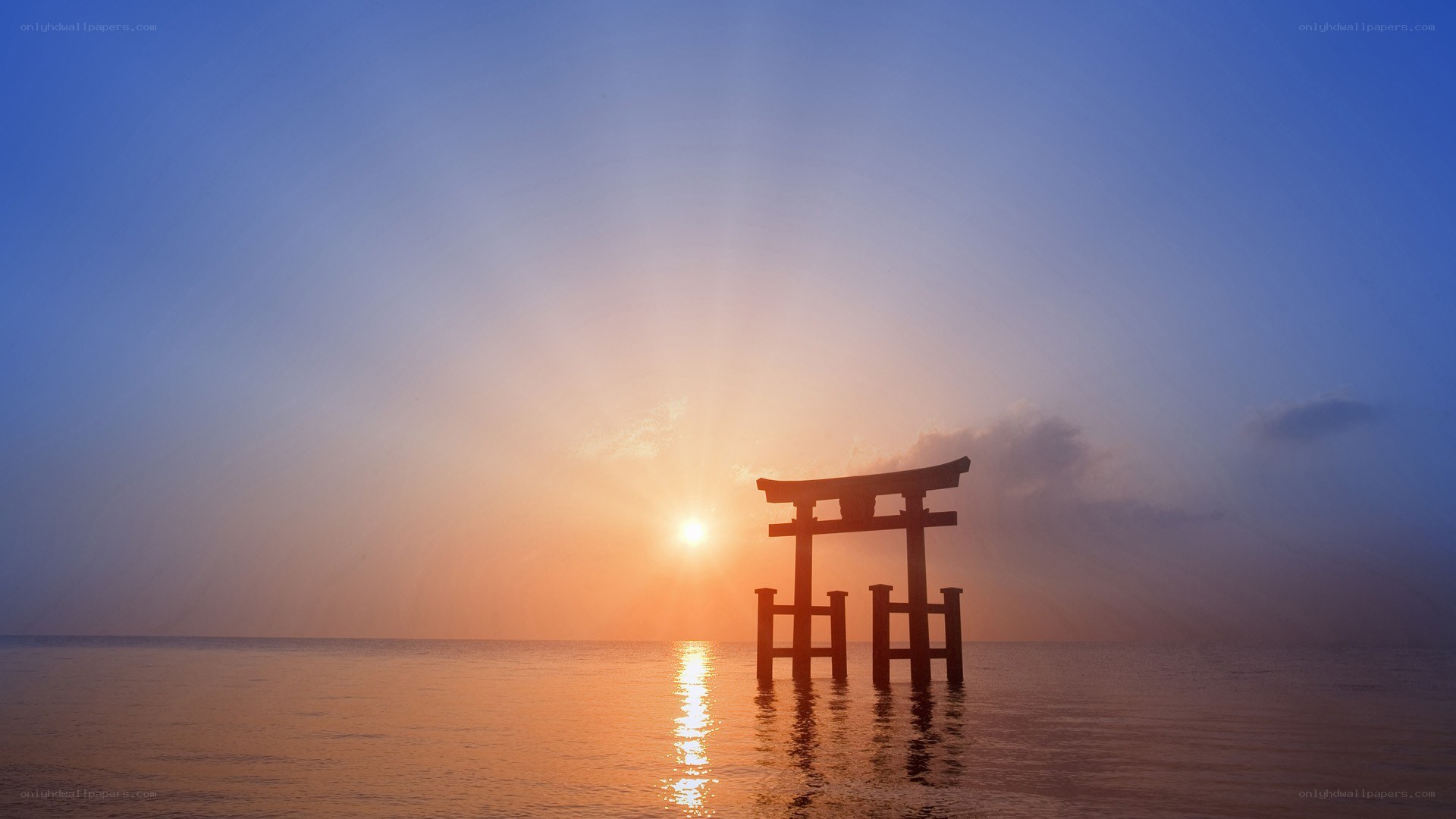 Torii gate at sunset