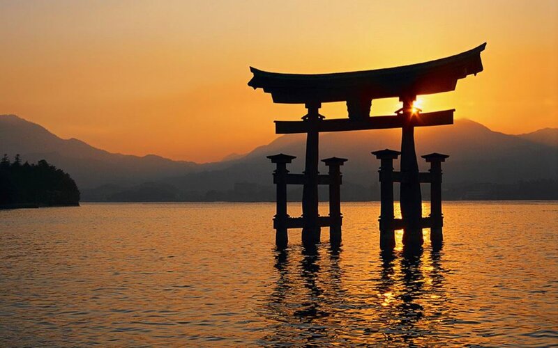 Torii gate at sunset