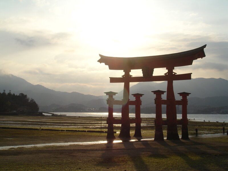 Torii gate at sunset