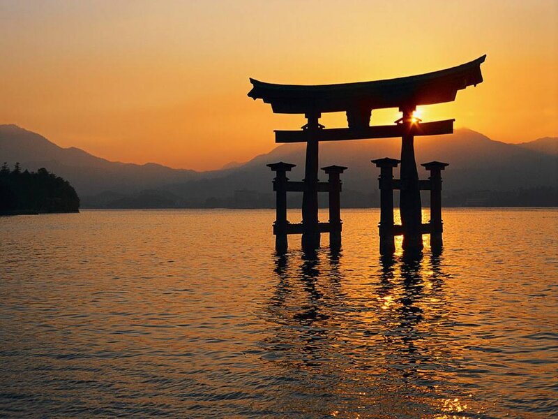 Torii gate at sunset