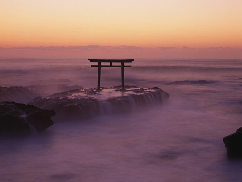Torii gate at sunset