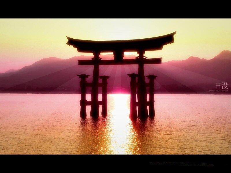 Torii gate at sunset