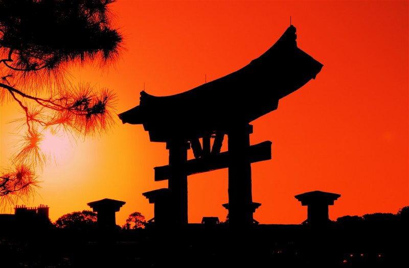 Torii gate at sunset