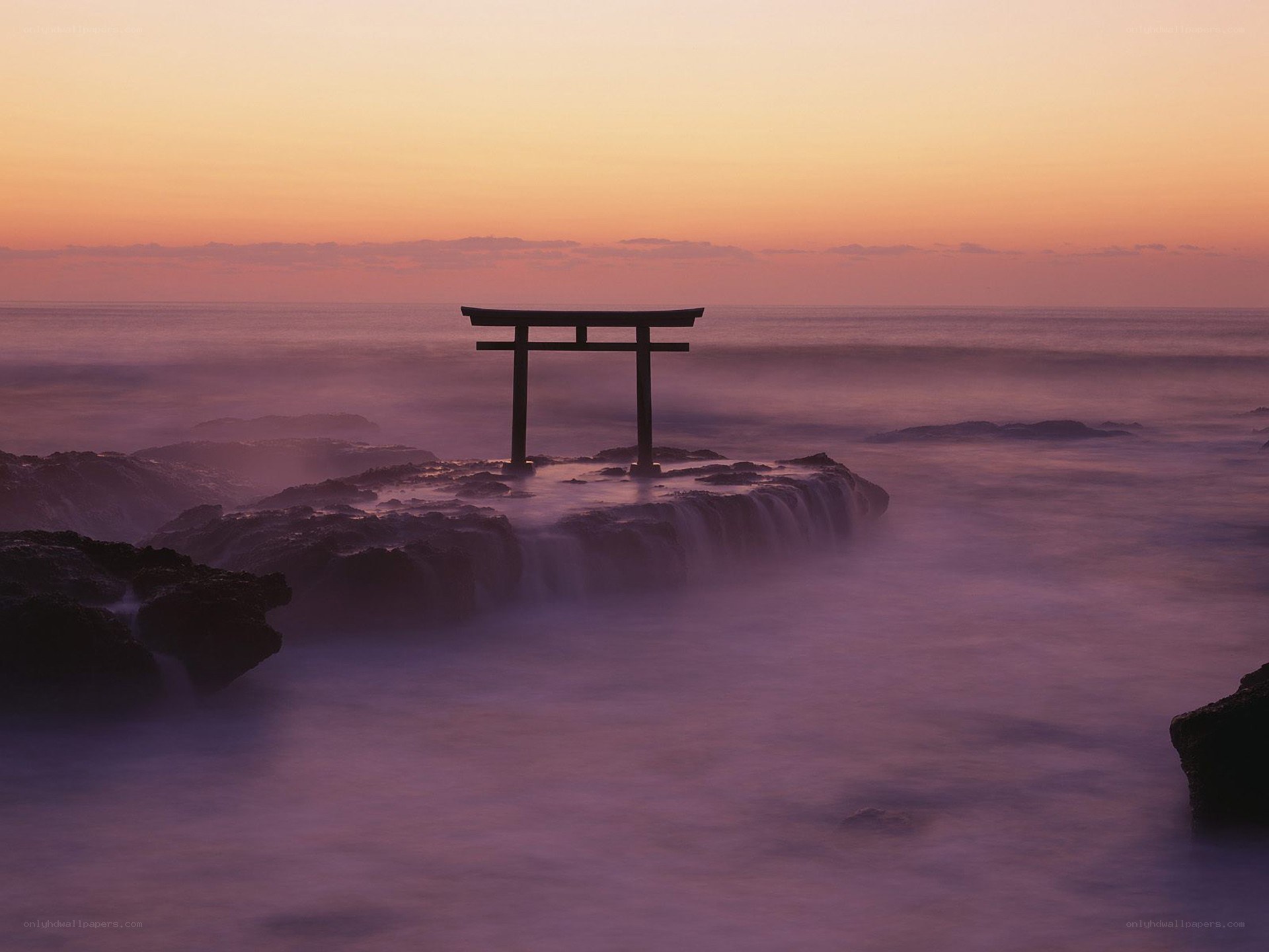 Torii gate at sunset