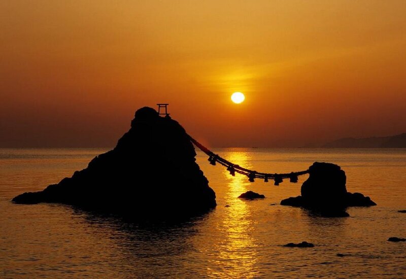 Torii Gate at Sunset — Orange, Serene, Photograph