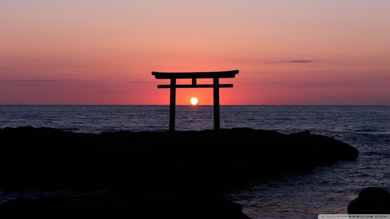 Torii Gate at Sunset — Pink