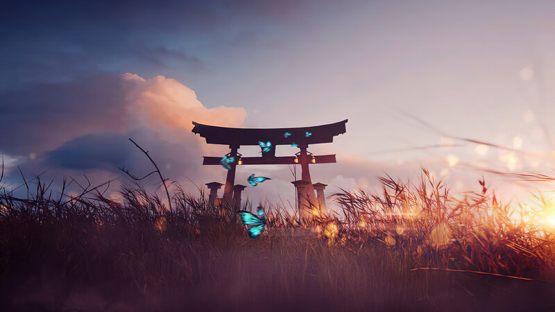 Torii Gate in Grass