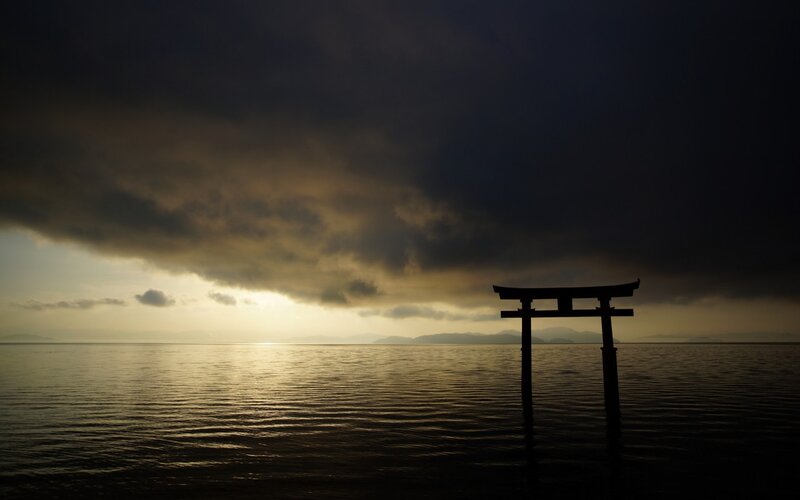 Torii Gate in Water — Black