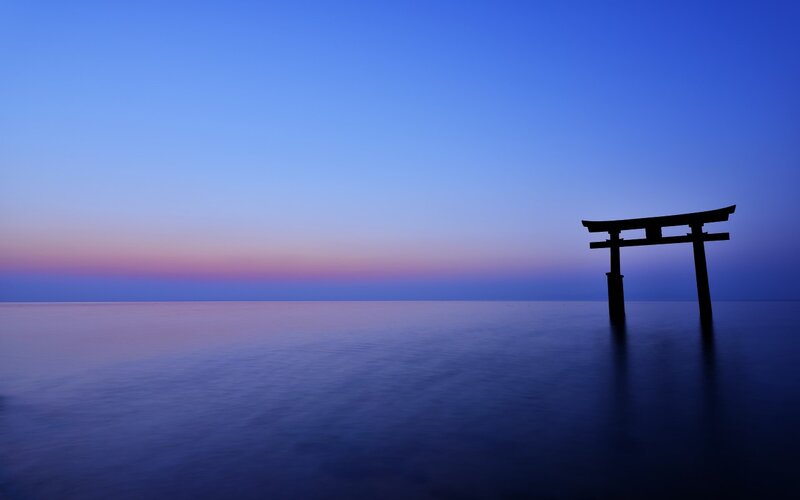 Torii Gate in Water — Blue, Serene