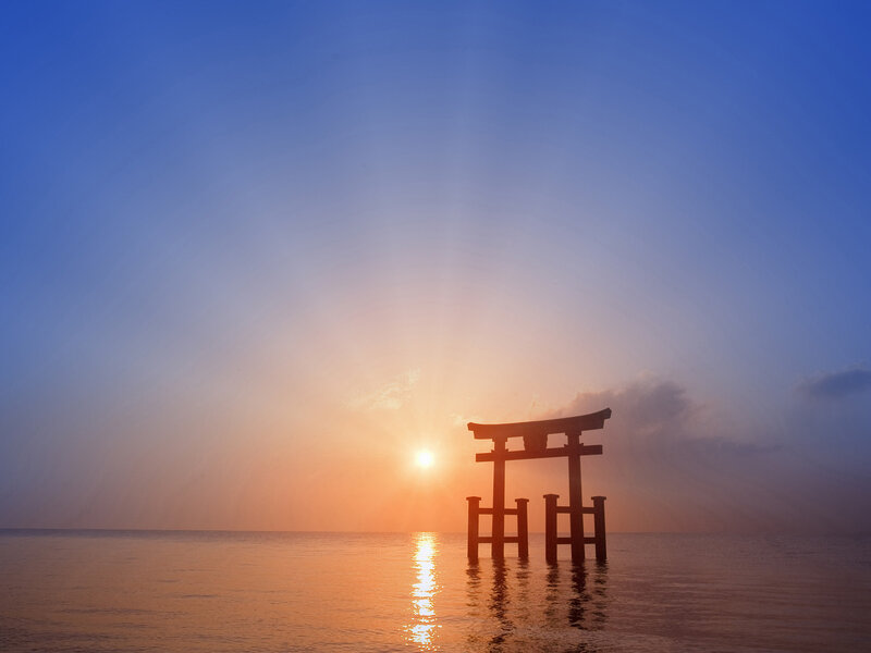 Torii Gate in Water — Blue