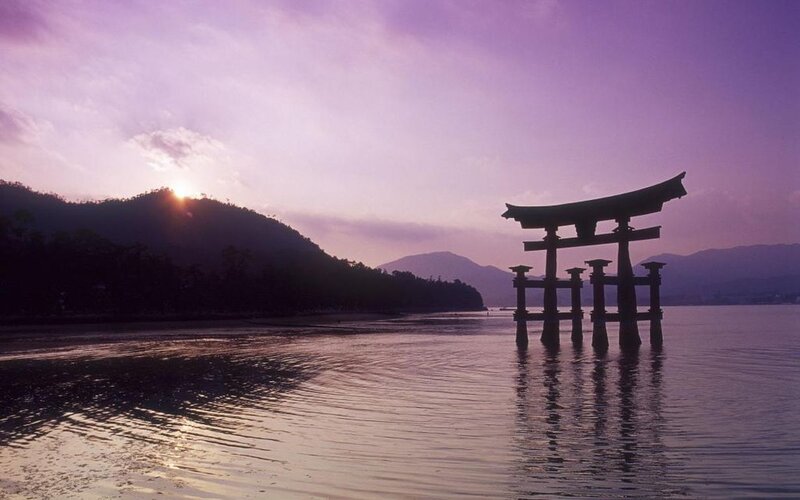 Torii Gate in Water — Purple, Serene