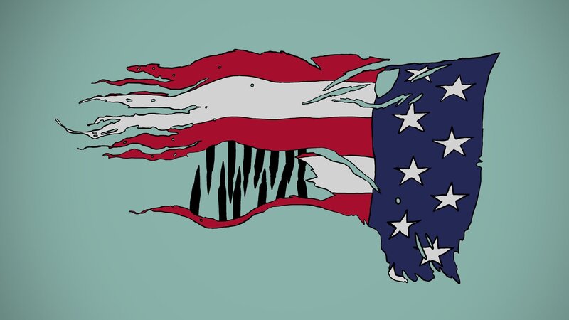 Torn American Flag — Blue, Dramatic