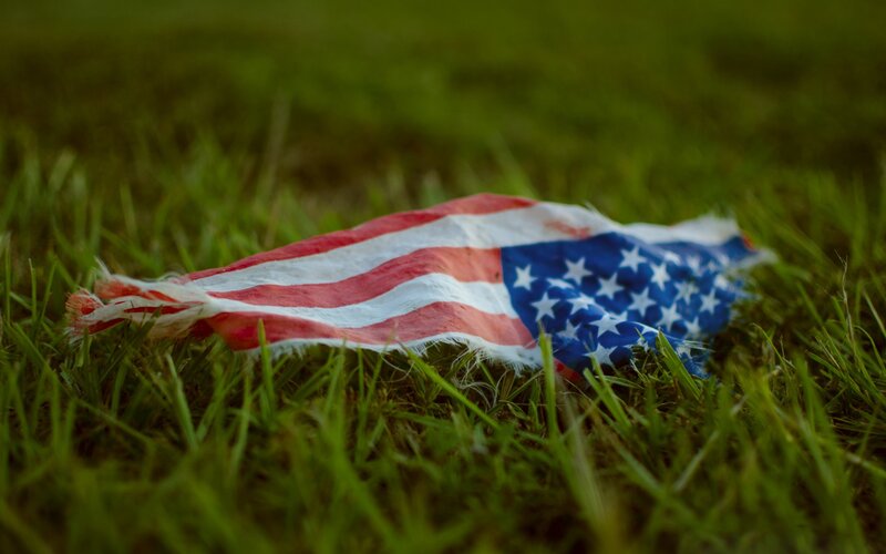 Torn American Flag — Green