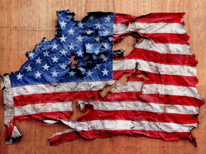Torn American Flag — Red