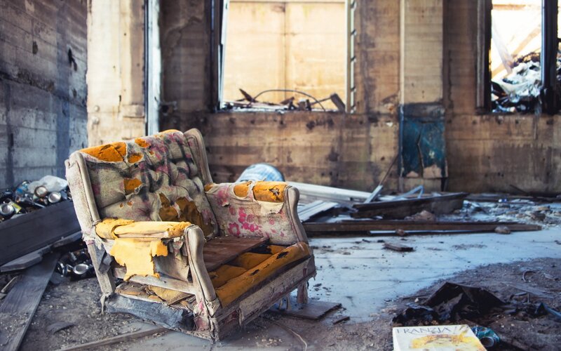 Torn Armchair in Ruin