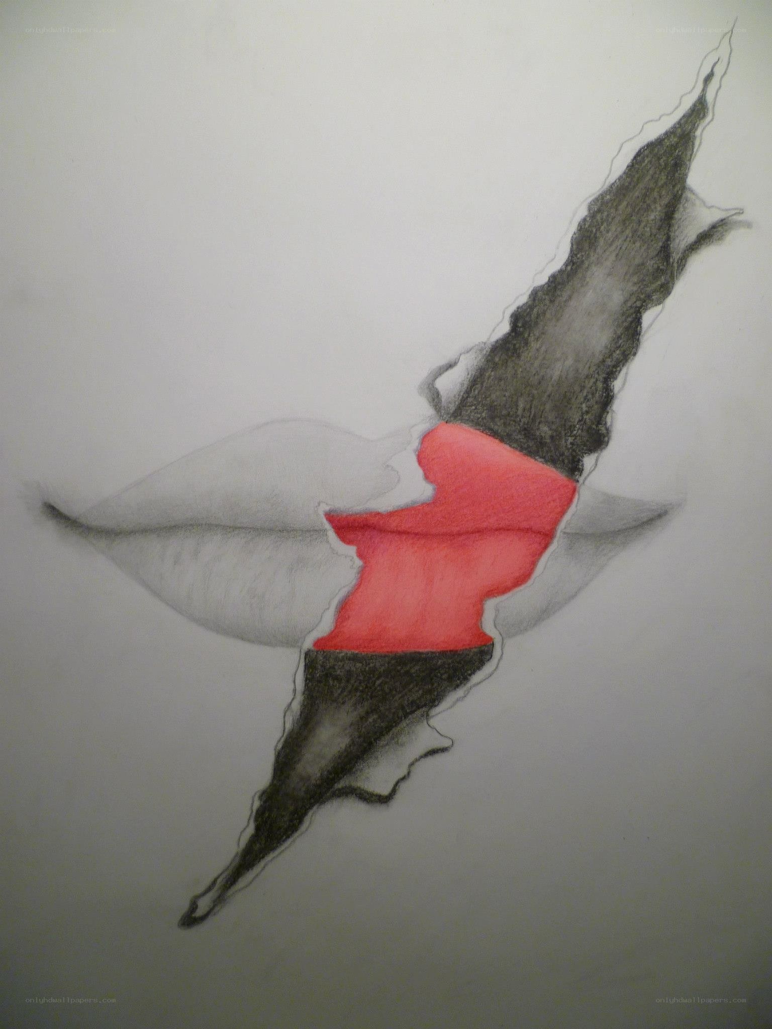 torn paper with red shape