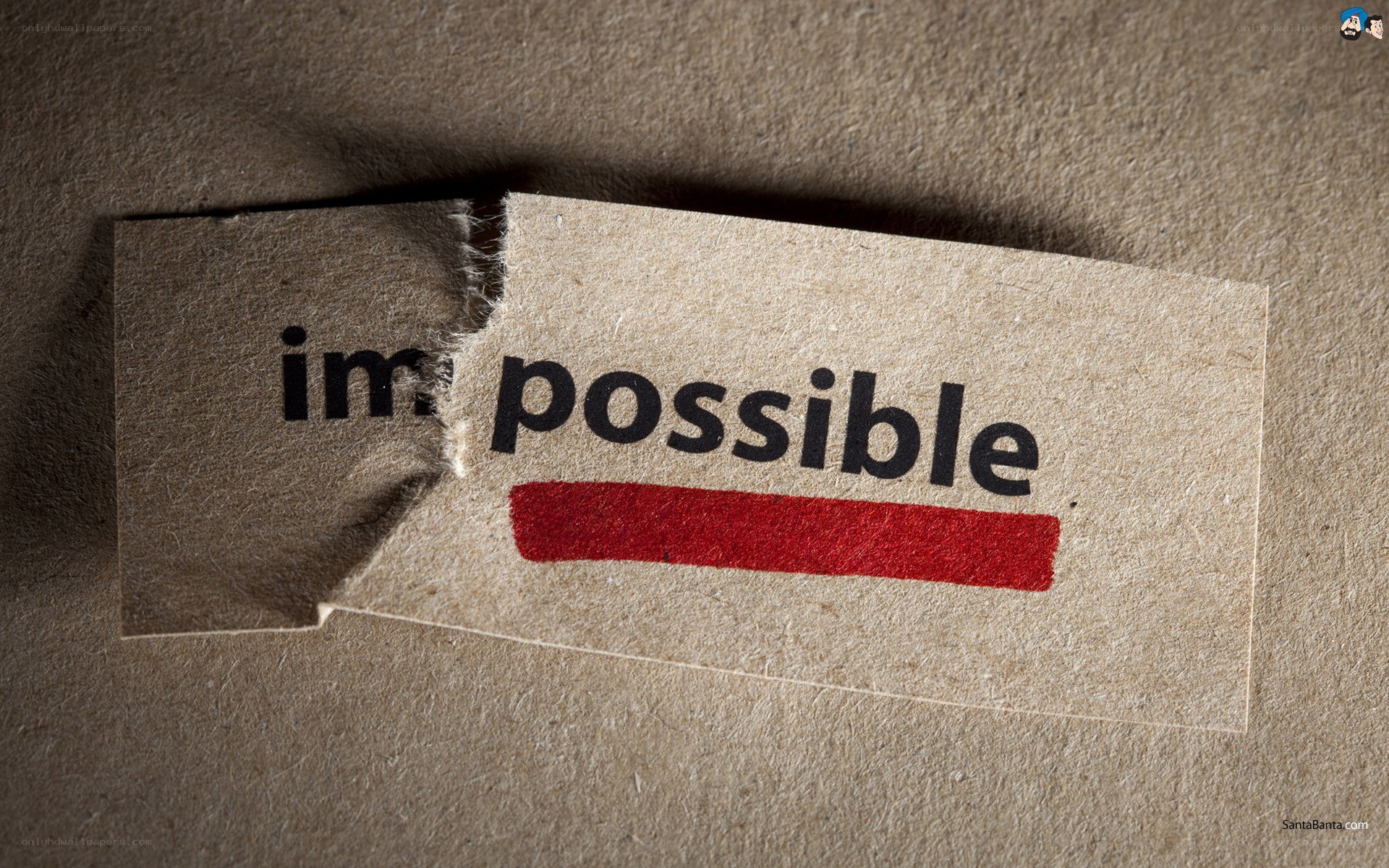 Torn paper with word impossible