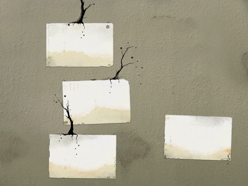 torn papers on a wall