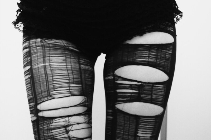 torn tights with lace
