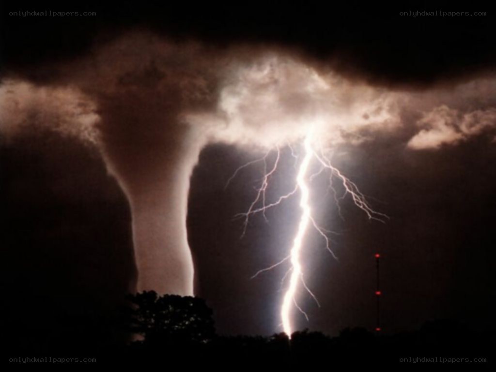 Tornado and lightning storm