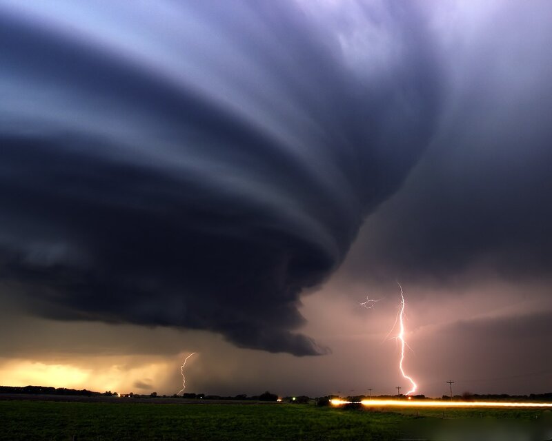 Tornado and lightning storm