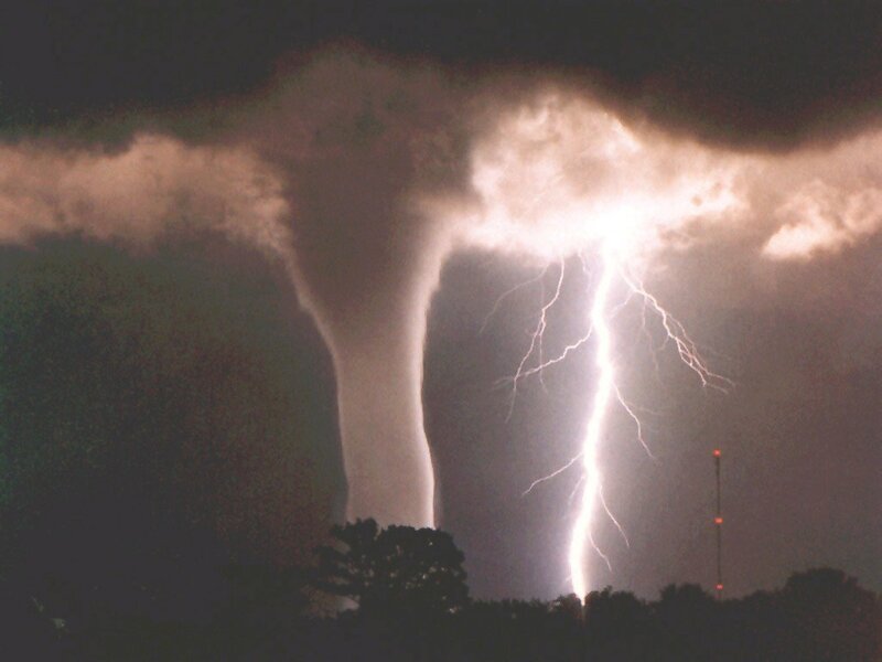 Tornado and lightning storm