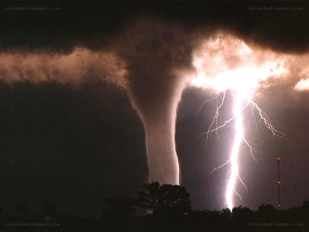 Tornado and lightning storm
