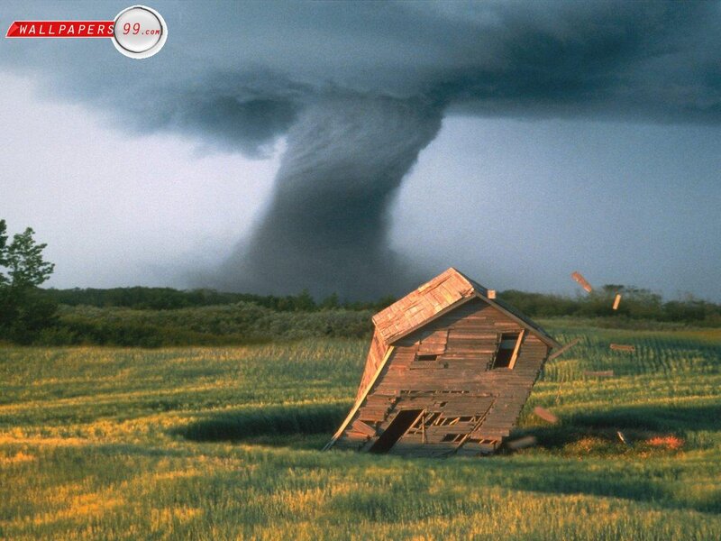 Tornado Destroying House — Green, Dramatic
