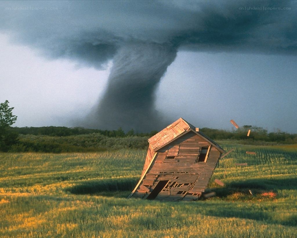 Tornado destroys a house