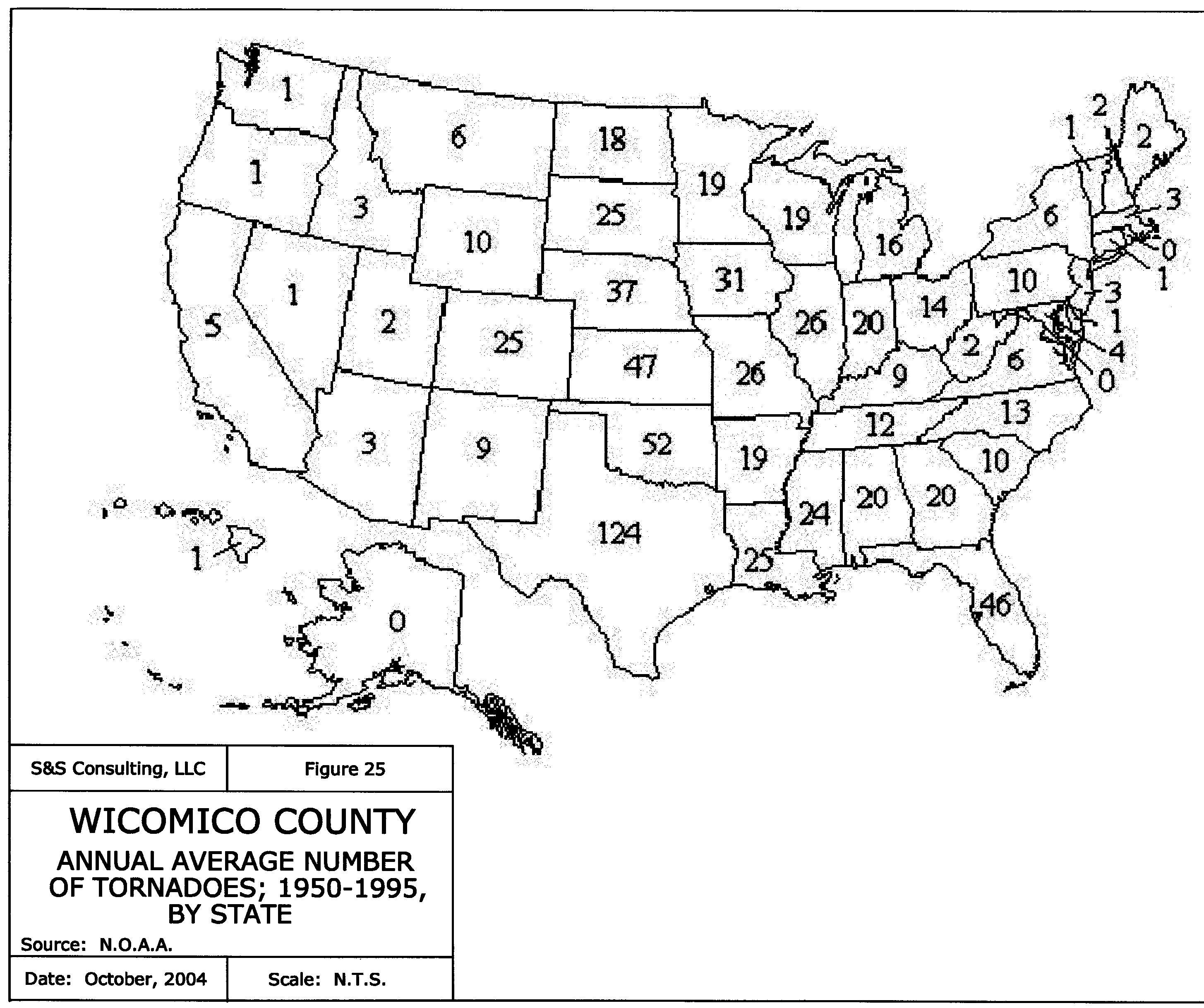 Tornado frequency by US state
