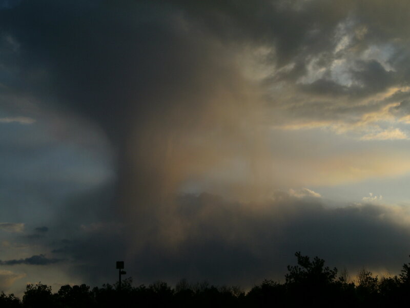 Tornado funnel cloud at dusk