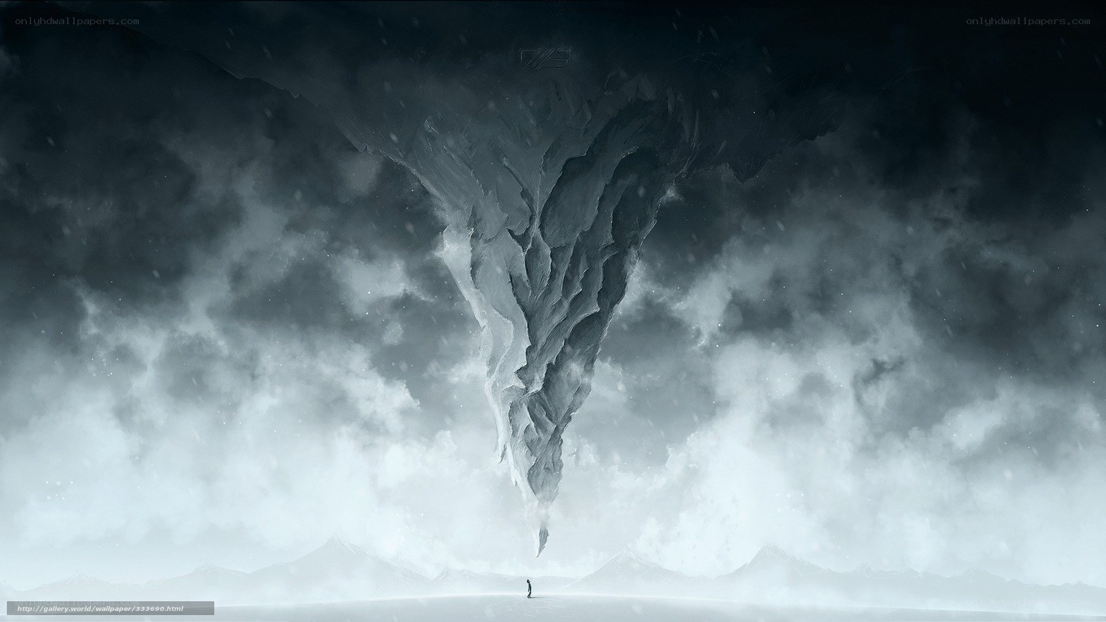 Tornado in a snowy landscape