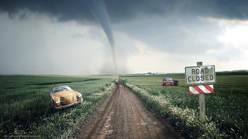 Tornado in Field — Green, Dramatic