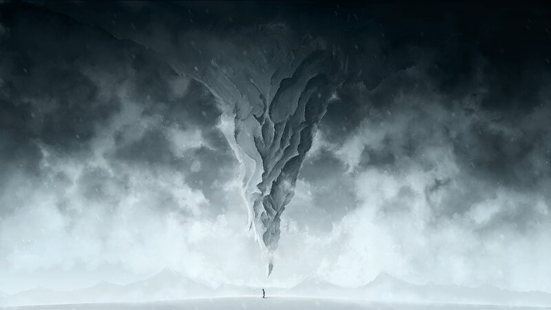 Tornado in Snowy Landscape