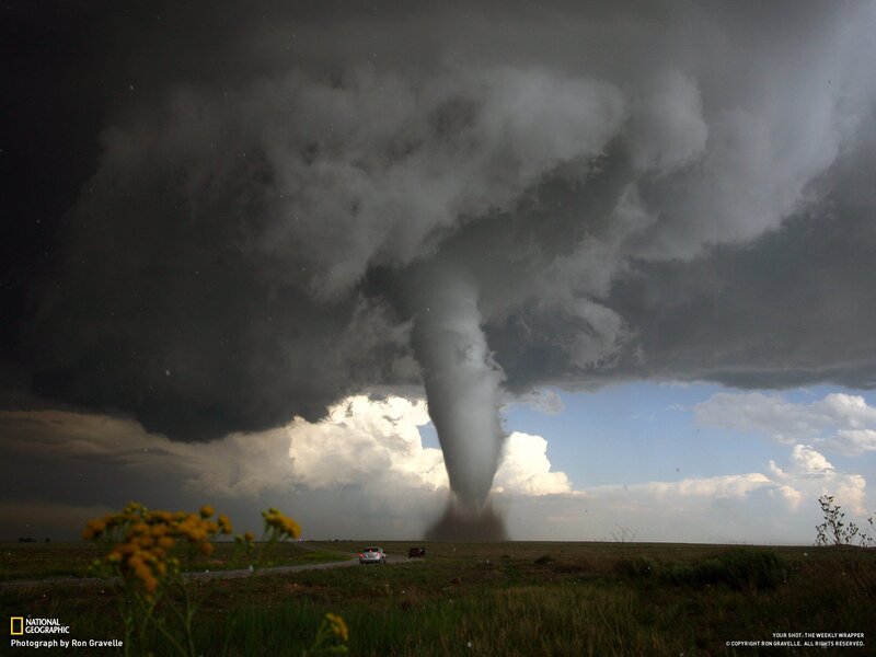 Tornado in Storm — Gray, Dramatic, Afternoon