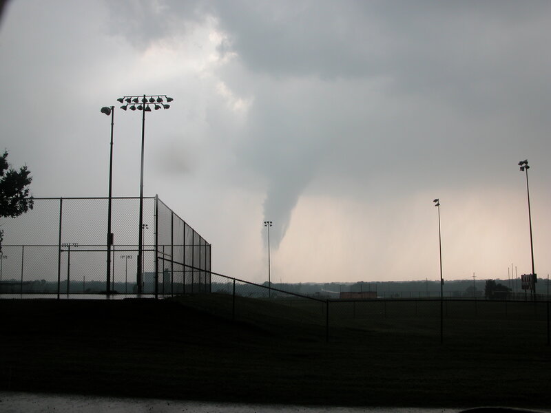 Tornado near baseball field