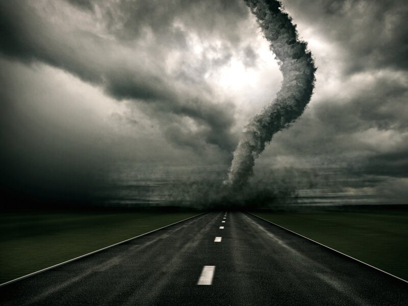 Tornado over a highway