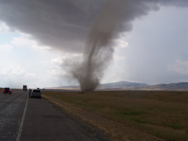Tornado over a highway