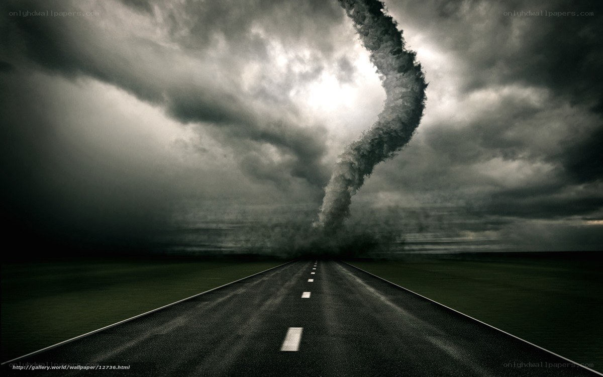 Tornado over a highway
