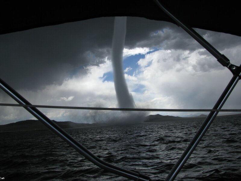 Tornado over a lake