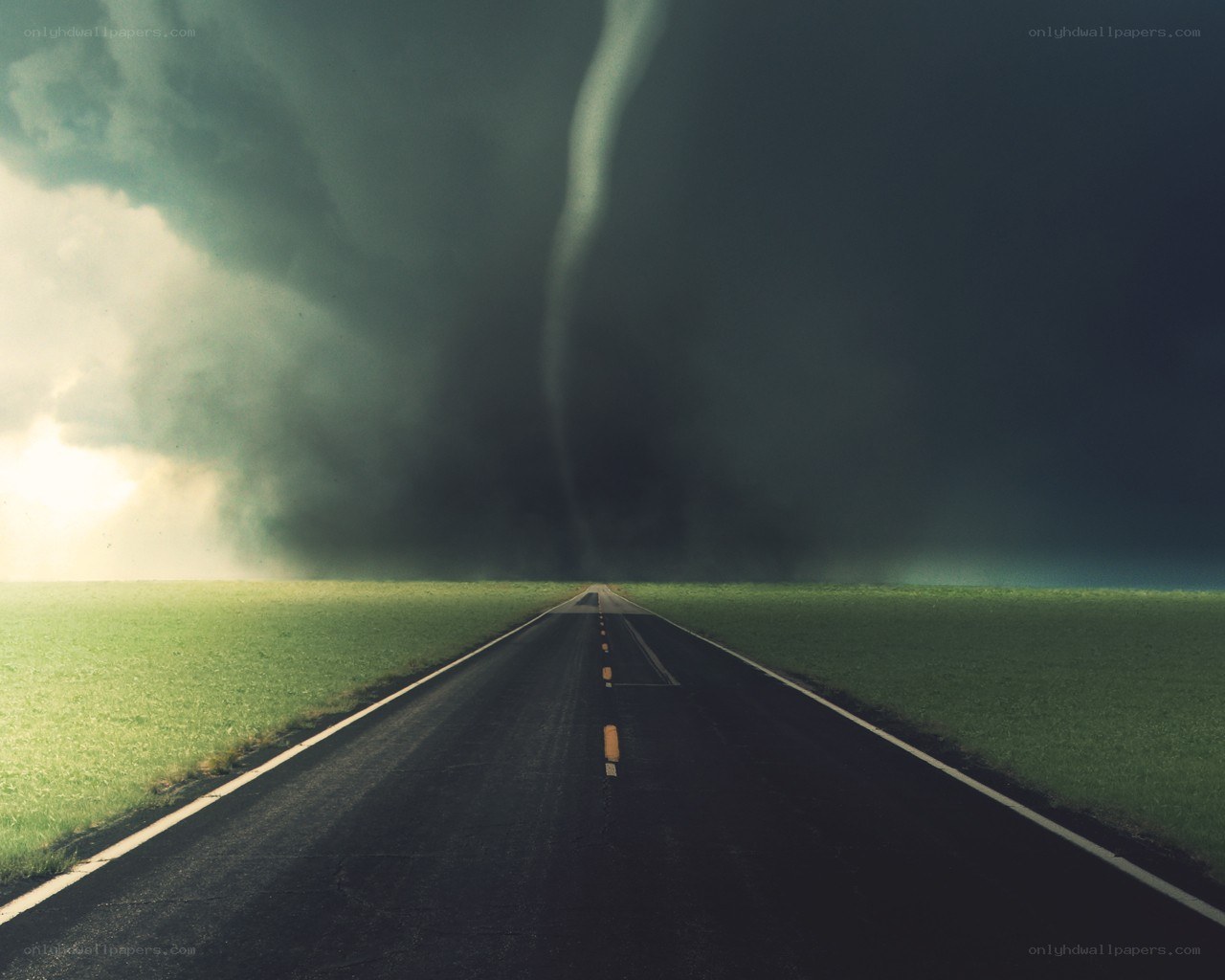 Tornado over a rural road