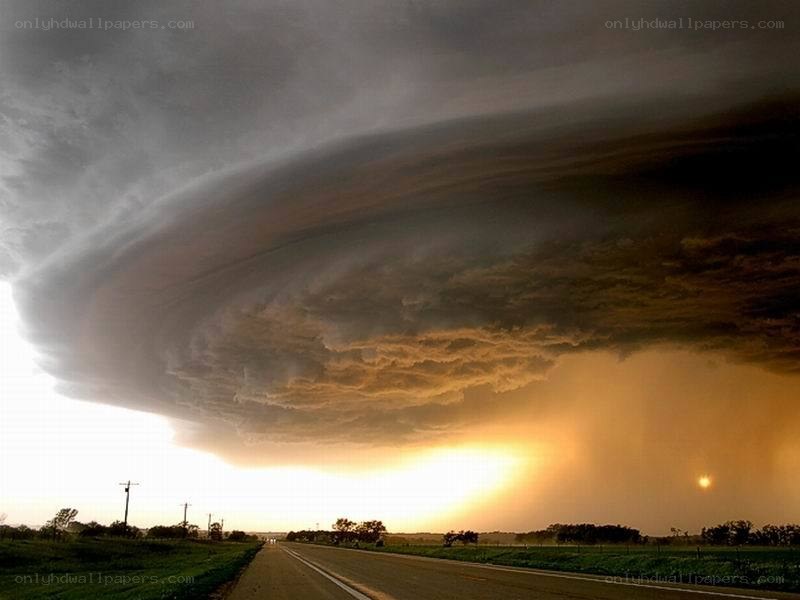 Tornado over a rural road