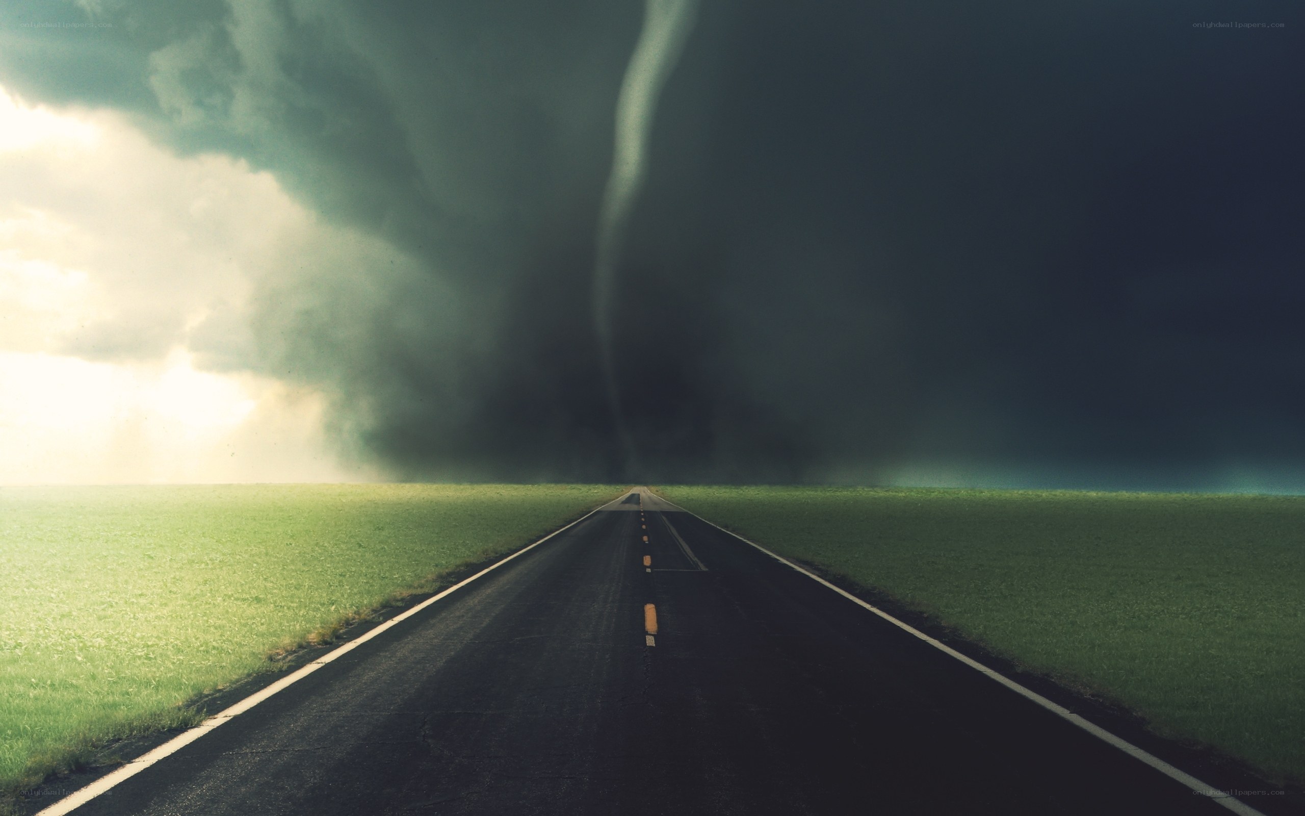 Tornado over a rural road