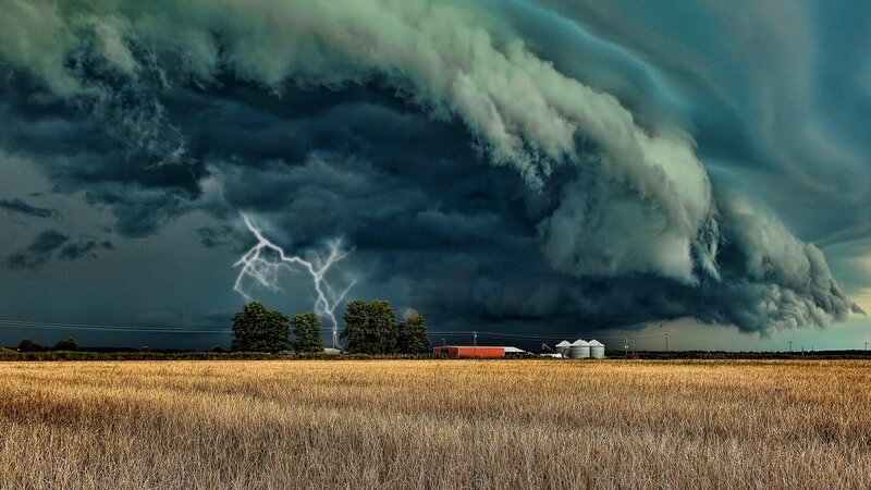 Tornado over Farm — Gray